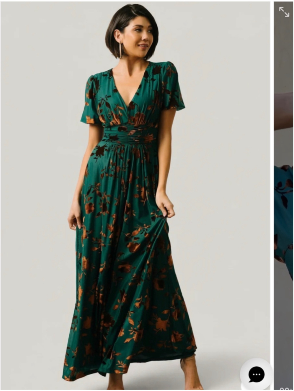 NEW with tags Baltic Born Velvet Maxi Dress 1X Green Bronze Floral